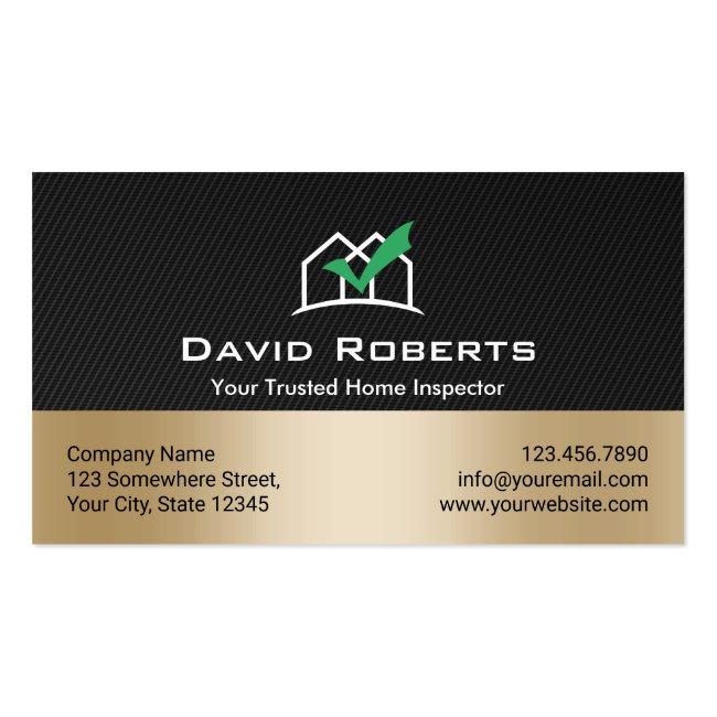Home Inspection Modern Black & Gold Real Estate Business Card