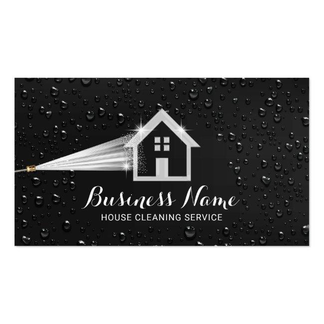 House Cleaning Pressure Washing Black Cleaning Business Card