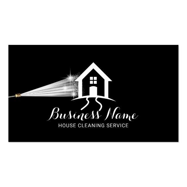 House Cleaning Pressure Washing House Logo Black Business Card