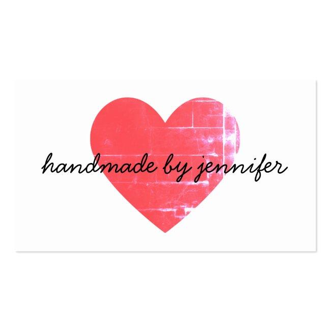 I Love Heart Handmade By Name With Social Media Business Card