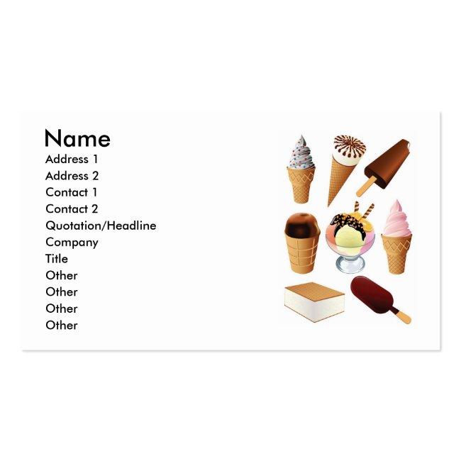 Ice Cream, Name, Address 1, Address 2, Contact ... Business Card