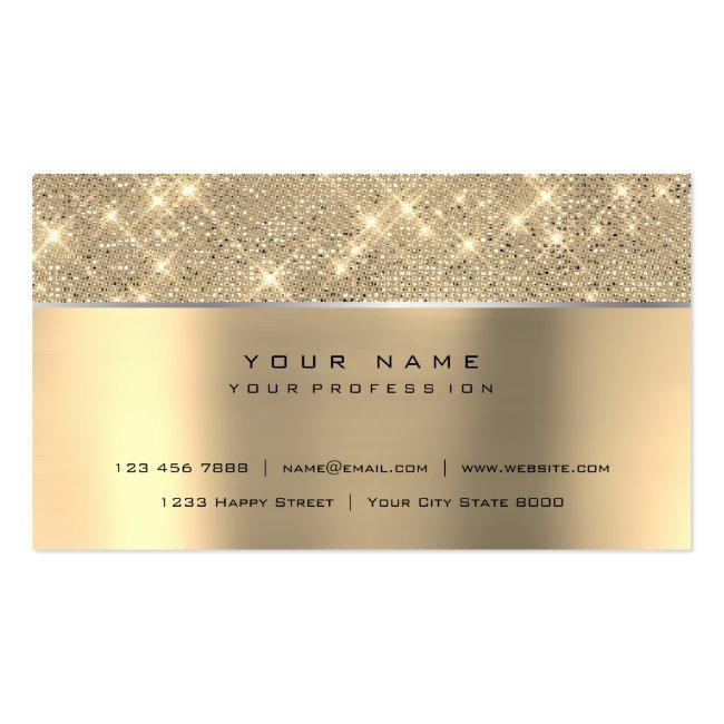 Ivory Champaign Gold Diamond Stripes  Glitter Vip Business Card