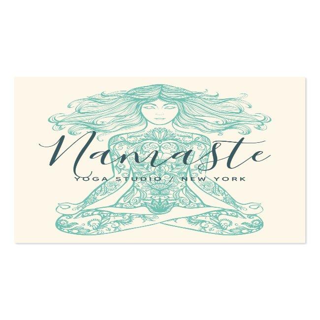 Ivory Henna Mandala Yoga Instructor Meditation Square Business Card