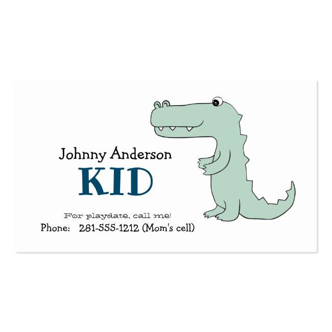 Kid Dinosaur Business Card For Boy Playdate