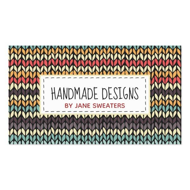 Knit Chevron Yarn Arts And Crafts Business Card