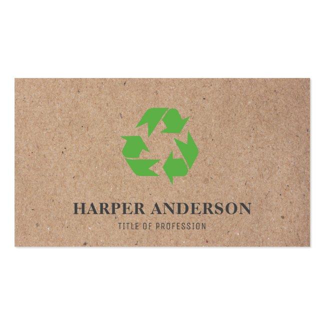Kraft Modern Green Eco Recycling Professional Business Card