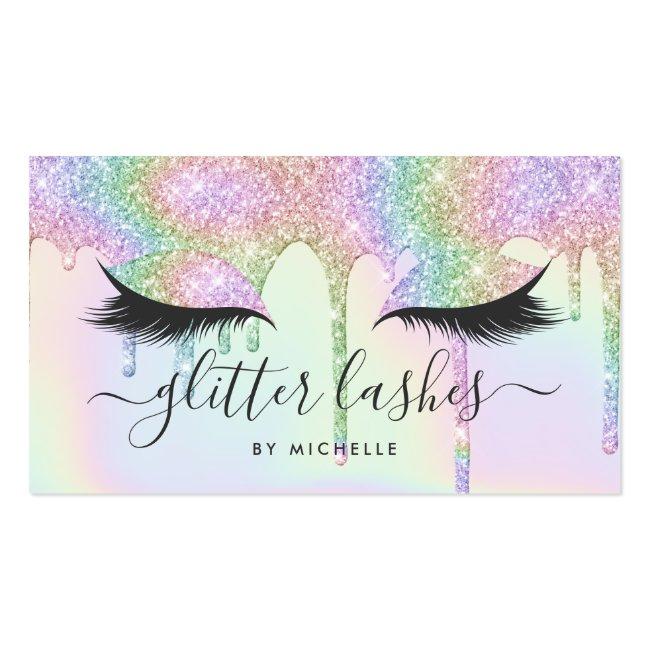 Lashes Holographic Unicorn Glitter Drips Makeup Business Card