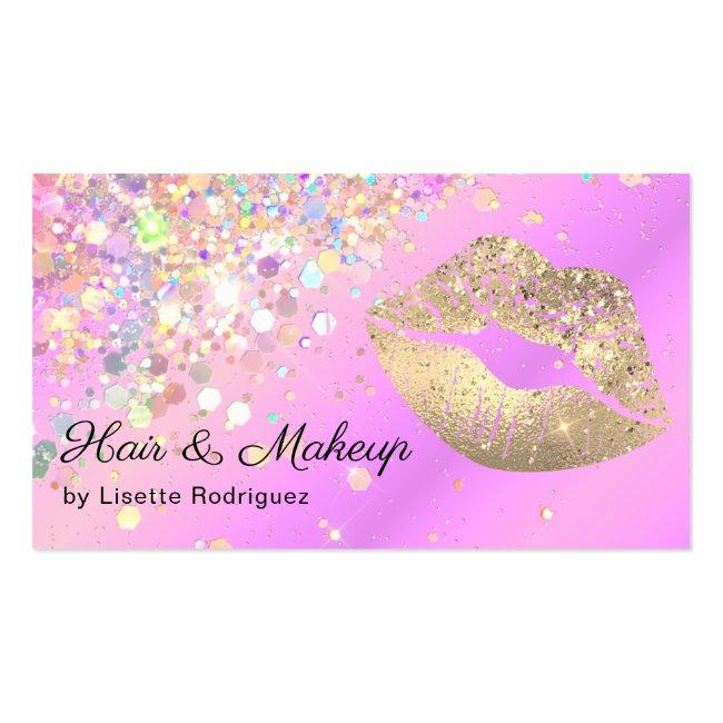 Lavender Gold Lip Gloss Makeup Artist Glitter Business Card
