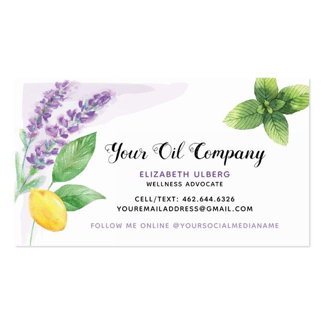 Lavender, Lemon, & Peppermint Essential Oils Business Card