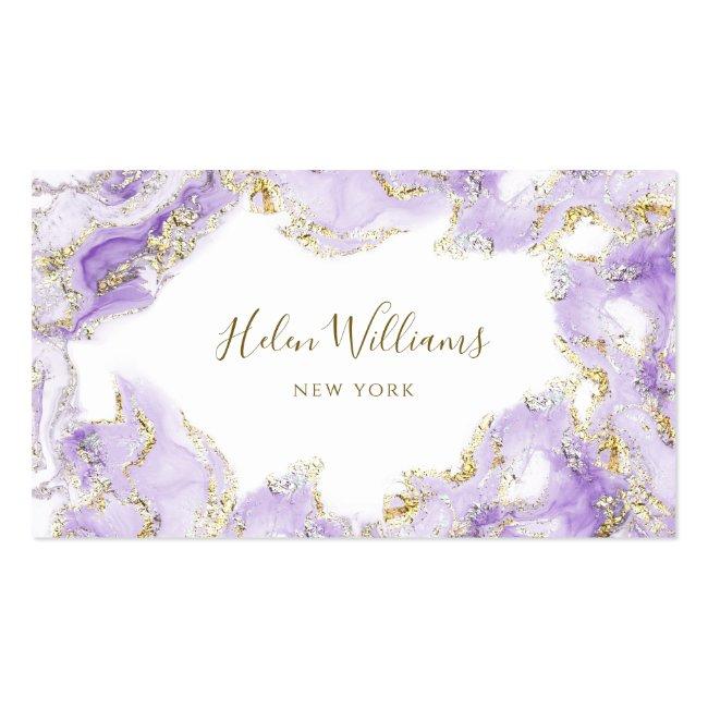 Lavender Purple Ink Marble Business Card