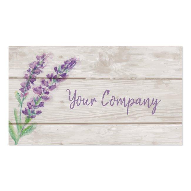 Lavender & Wood Watercolor Essential Oils Business Card