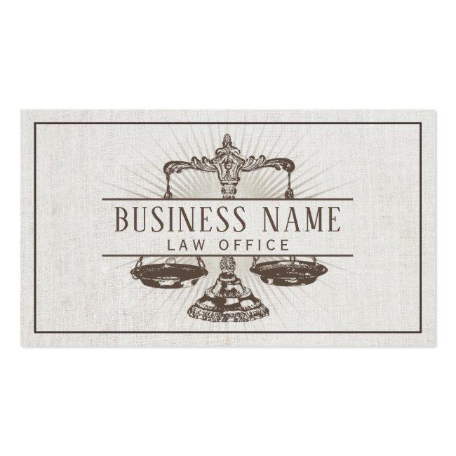 Lawyer Attorney At Law Vintage Scale Of Justice Business Card