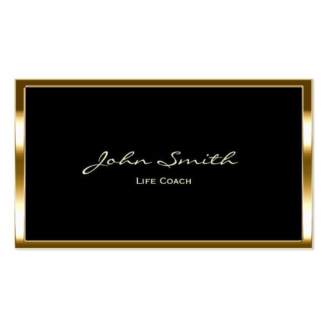 Life Coach Counselor Therapy Gold Border Business Card