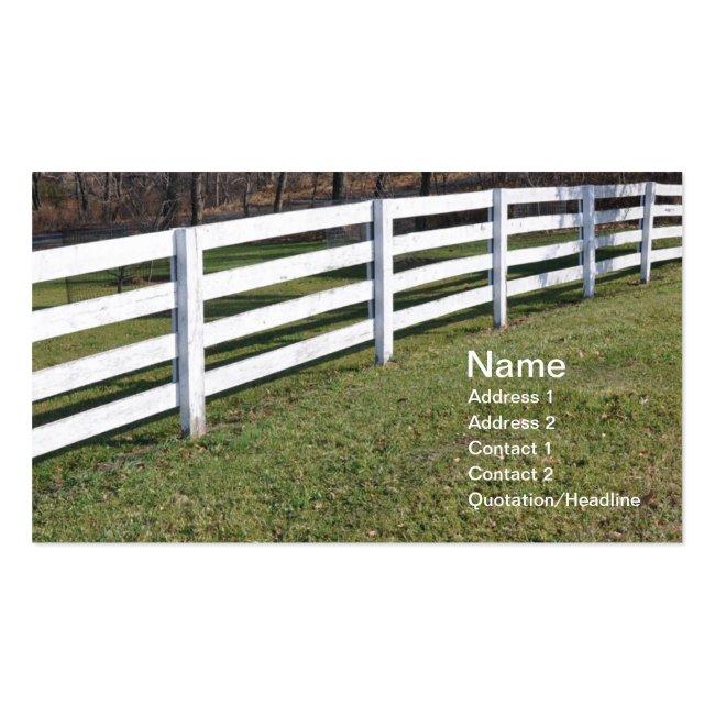 Long White Wooden Post And Rail Fence Business Card