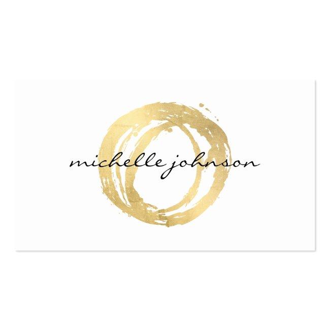 Luxe Faux Gold Painted Circle Designer Logo Business Card