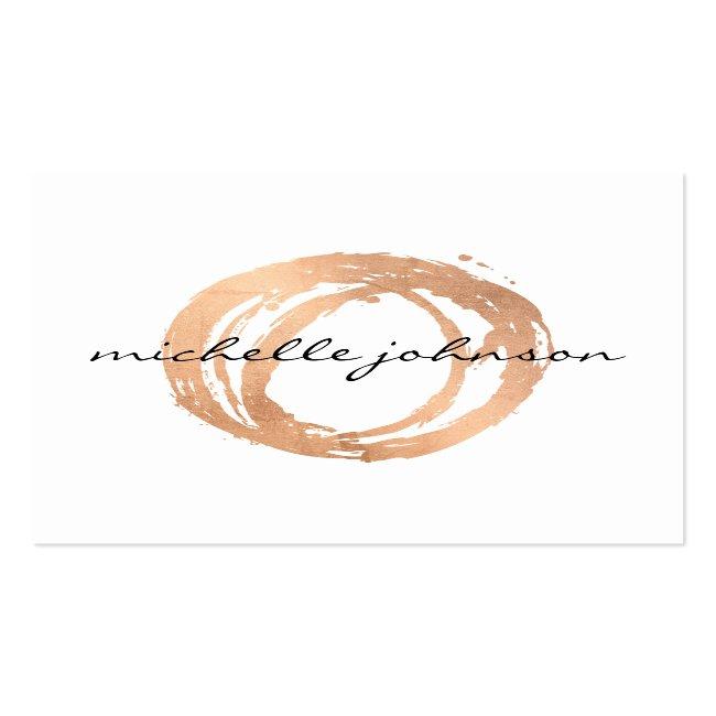 Luxe Faux Rose Gold Painted Circle Designer Logo Square Business Card