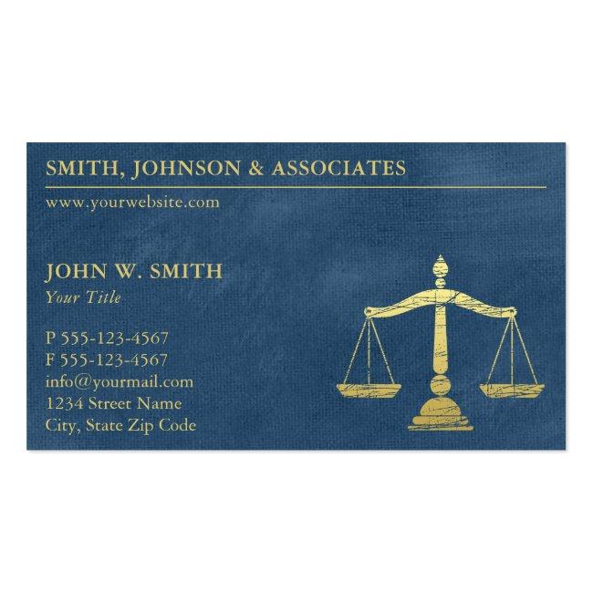 Luxury Blue Lawyer Scales Of Justice Gold Look Magnetic Business Card