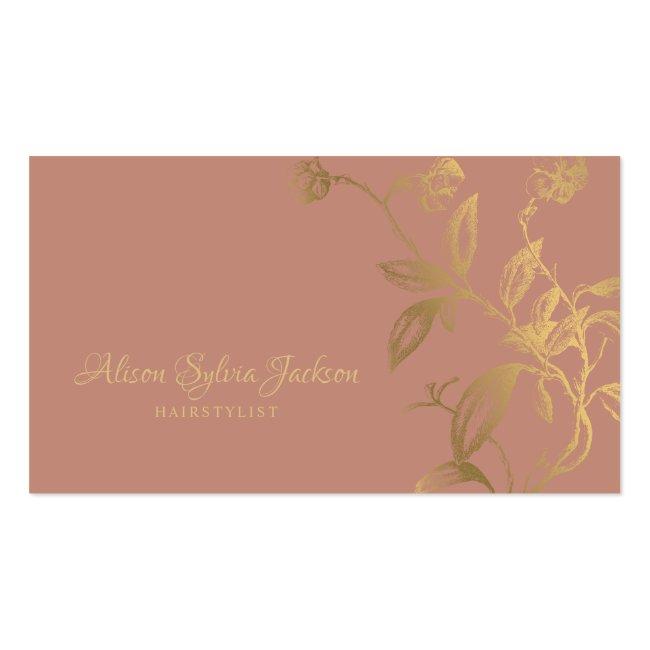 Luxury Faux Gold Foil Dusty Rose Beauty Salon Business Card