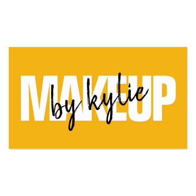 Makeup Artist Bold Signature Script Bold Yellow Business Card