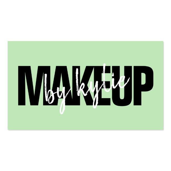 Makeup Artist Bold Signature Script Pastel Green Business Card