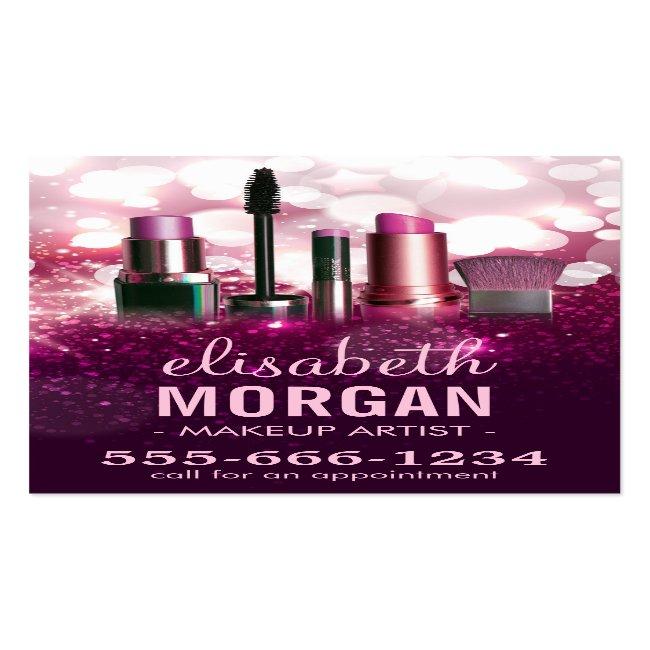 Makeup Artist Cosmetician - Pink Beauty Glitter Business Card Magnet