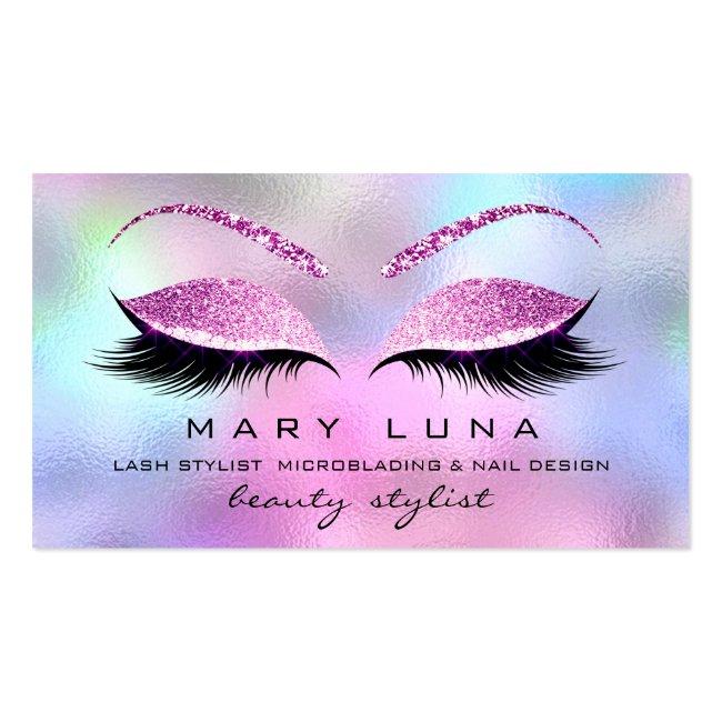 Makeup Artist Eyebrows Lashes Ombre Pink Glitter Business Card