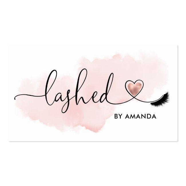 Makeup Artist  Eyes Lashes Blush Pink Watercolor Business Card