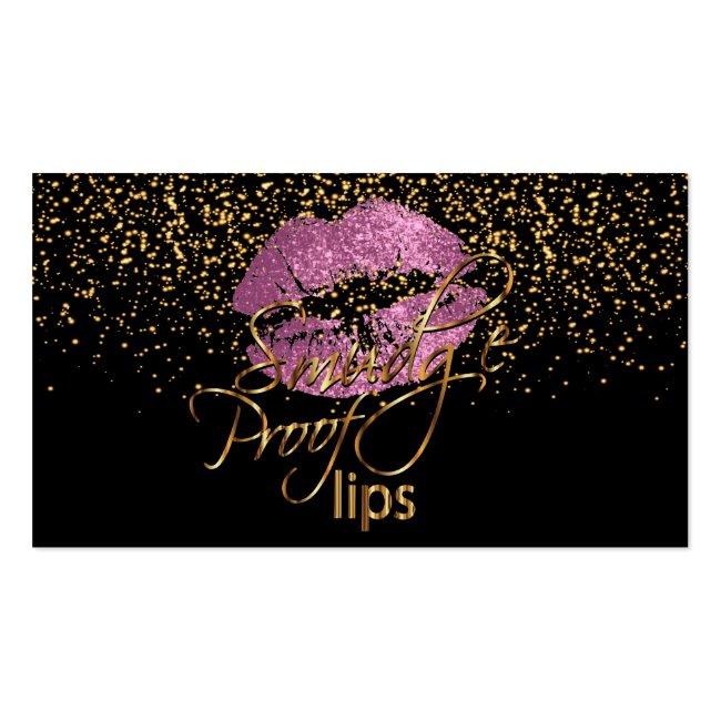 Makeup Artist - Gold Confetti & So Pink Lips Business Card