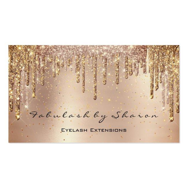 Makeup Eyebrow Lashes Glitter Drips Gold Spark Business Card