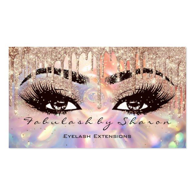 Makeup Eyebrow Lashes Wax Drip Rose Holograph Business Card