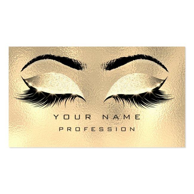Makeup Eyebrows Lashes Glitter Metallic Glam Gold Business Card