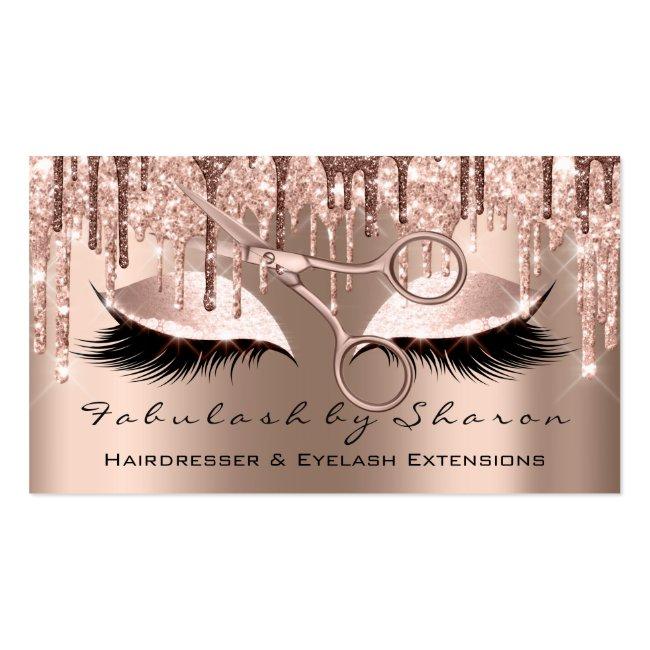 Makeup Eyelash Hairdresser Scissors Rose Gold Skin Business Card