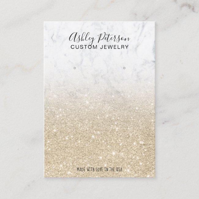 Marble Light Gold Glitter Jewelry Earring Display Business Card