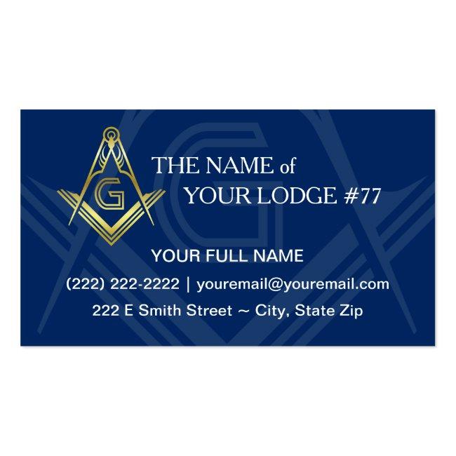 Masonic Business Cards | Navy Blue Gold Freemason