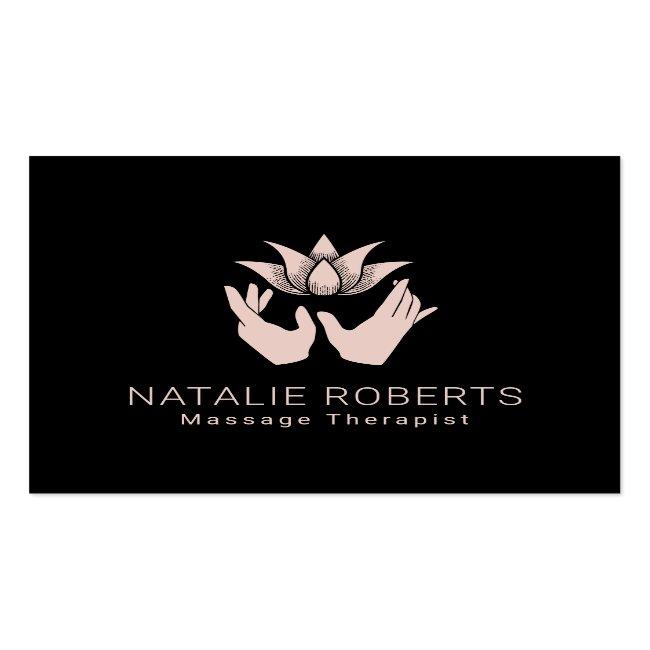 Massage Therapy Healing Hands & Lotus Flower Spa Square Business Card