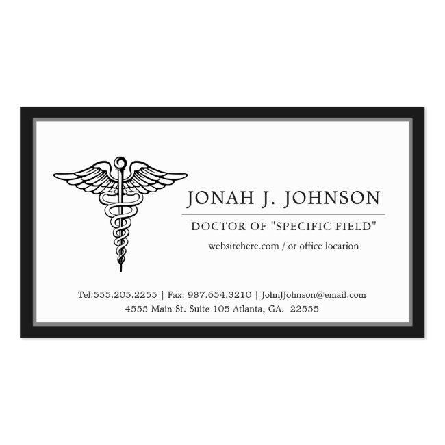 Medical Professional | Minimalist Black Border Business Card