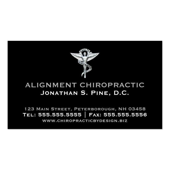 Metallic-look Chiropractic Emblem Professional Business Card