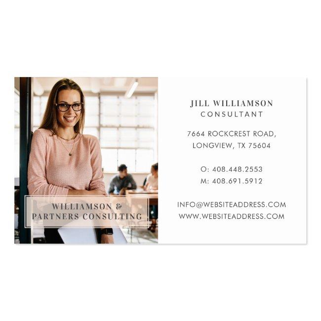 Minimal & Professional Employee Business Photo Business Card Magnet