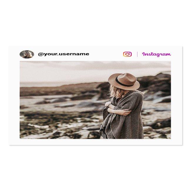 Minimal White Modern Photo Social Media Instagram Calling Card