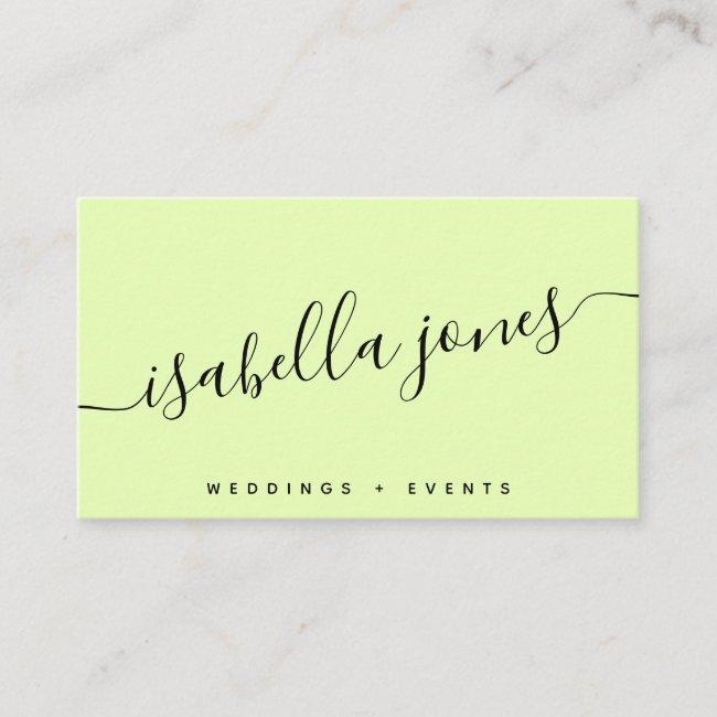 Minimalist Pale Yellow Professional Luxe Script Business Card