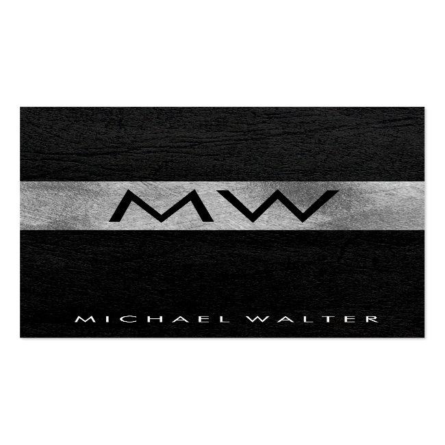Minimalist Two Letter Monogram Faux Leather Luxe Business Card