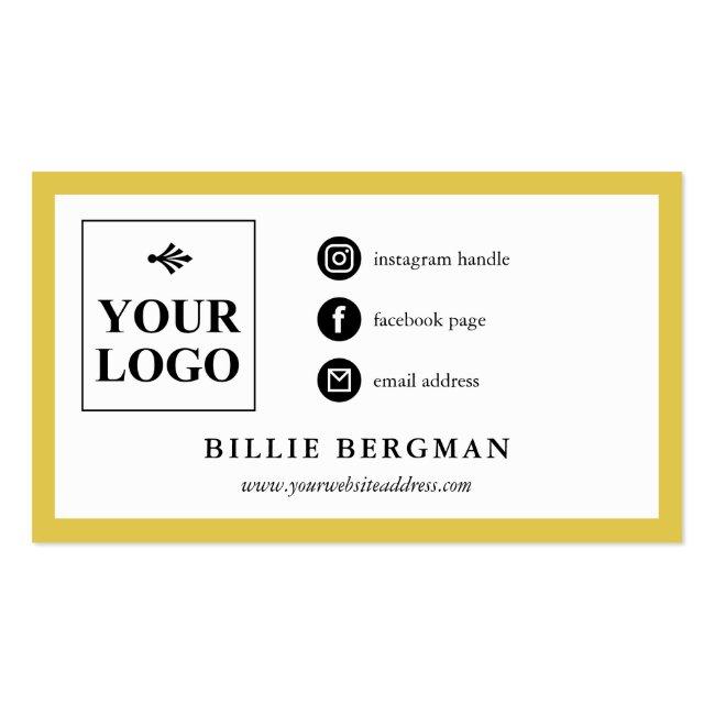 Minimalist Yellow White Social Media Your Logo Business Card