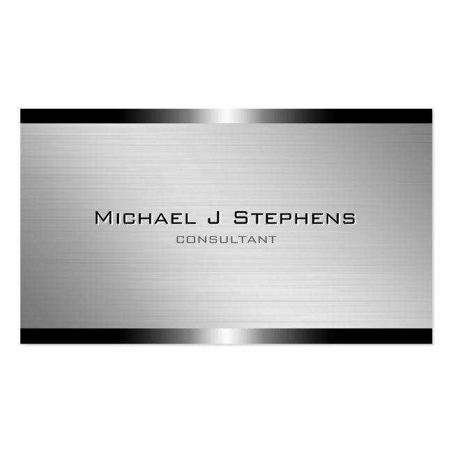Modern Brushed Aluminum With Gunmetal Bands Business Card