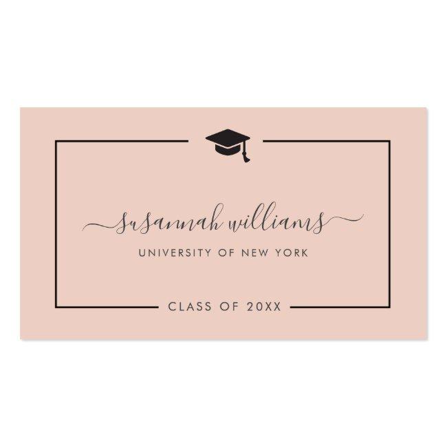 Modern Chic Script Rose Graduation Calling Card