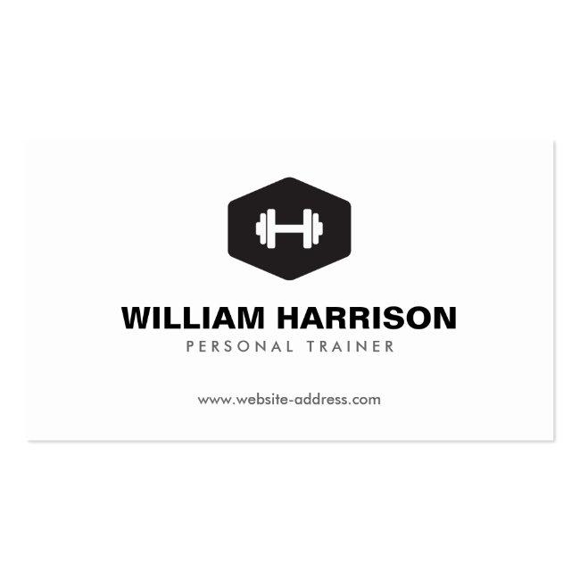 Modern Dumbbell Logo For Personal Trainer, Fitness Business Card