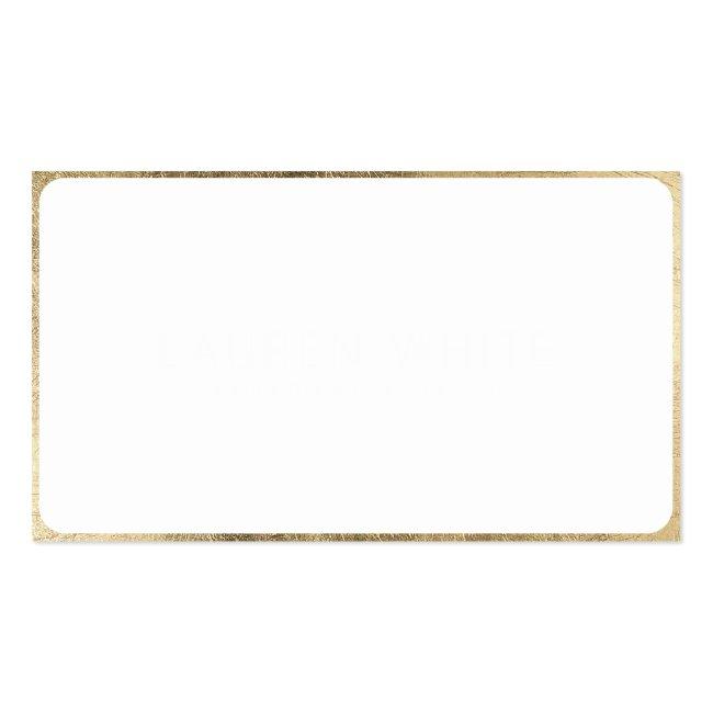 Modern Elegant Chic Gold White Minimalist Kraft Business Card