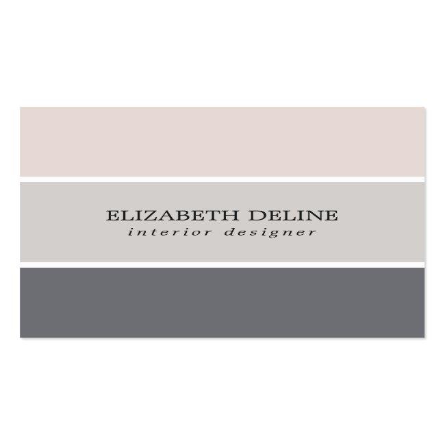 Modern Elegant Pastel Stripes Interior Designer Square Business Card