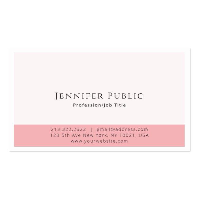 Modern Elegant Pink White Professional Simple Business Card