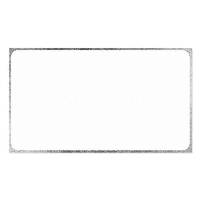 Modern Elegant Silver White Minimalist Kraft Business Card