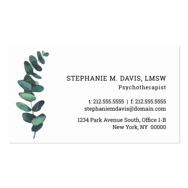 Modern Eucalyptus Psychotherapist Business Card